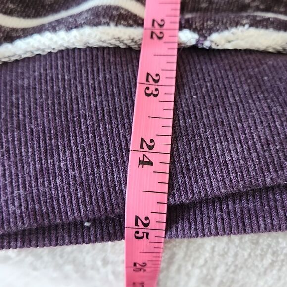 Striped Purple Hoodie Sweater with Drawstring - Picture 8 of 9
